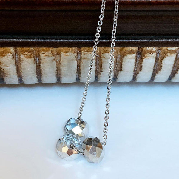 Silver Floating Crystal Necklace