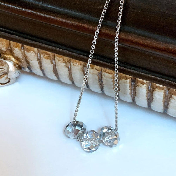 Silver Floating Crystal Necklace