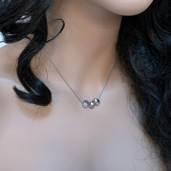 Silver Floating Crystal Necklace
