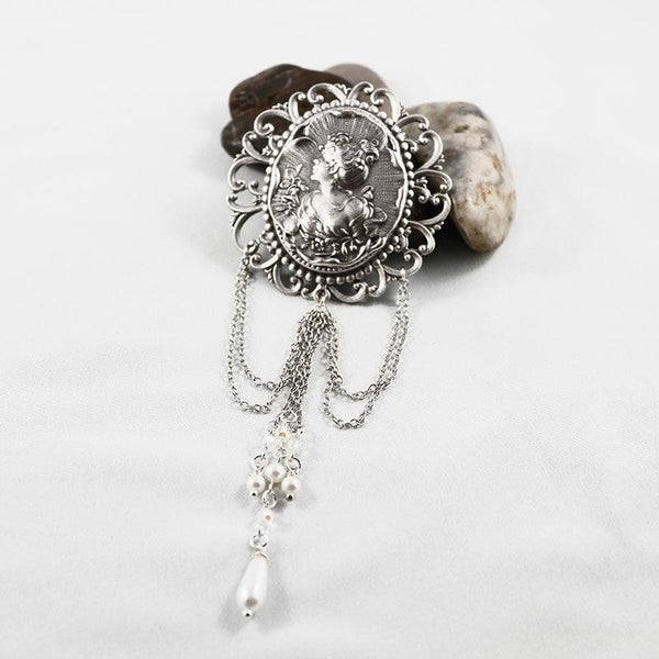 Silver Victorian Cameo Brooch
