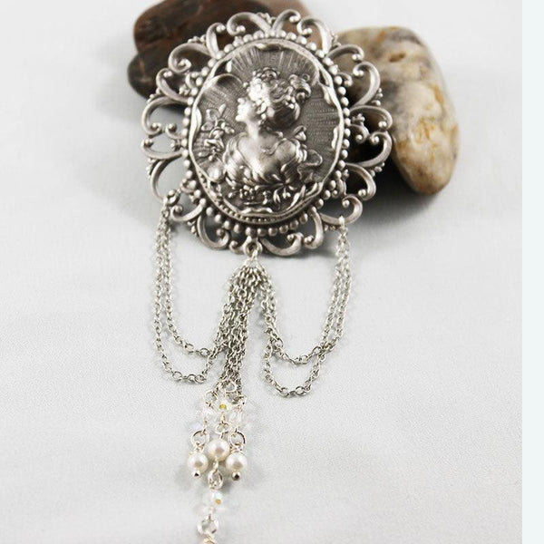 Silver Victorian Cameo Brooch
