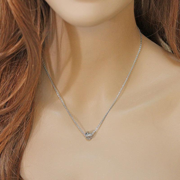Single Crystal Bead Silver Necklace