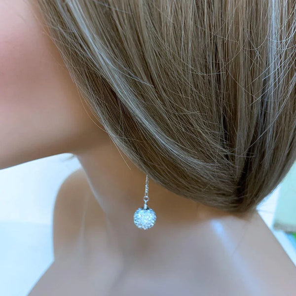 Sparkly Long Sterling Silver Pave Earrings