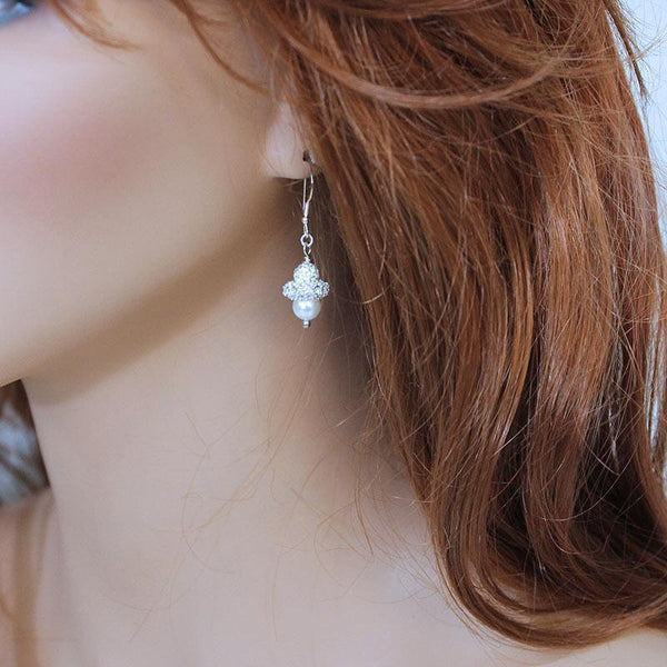 Sparkly Pearl Dangle Earrings