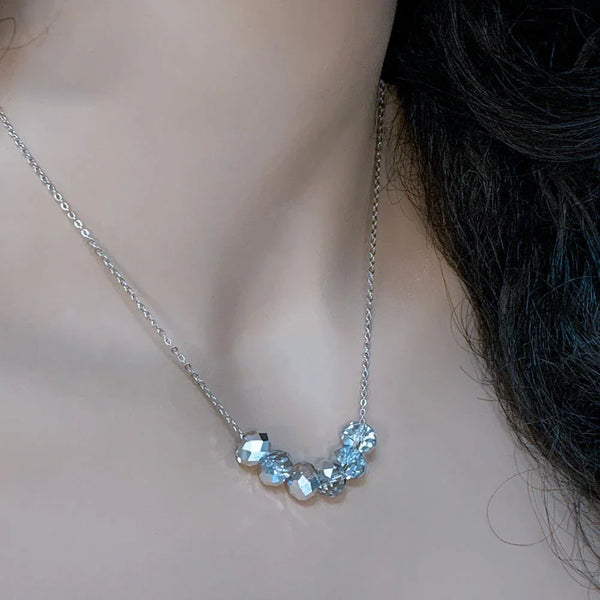 Stainless Steel Floating Crystal Bead Necklace