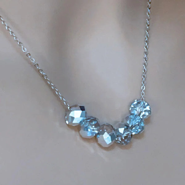 Stainless Steel Floating Crystal Bead Necklace