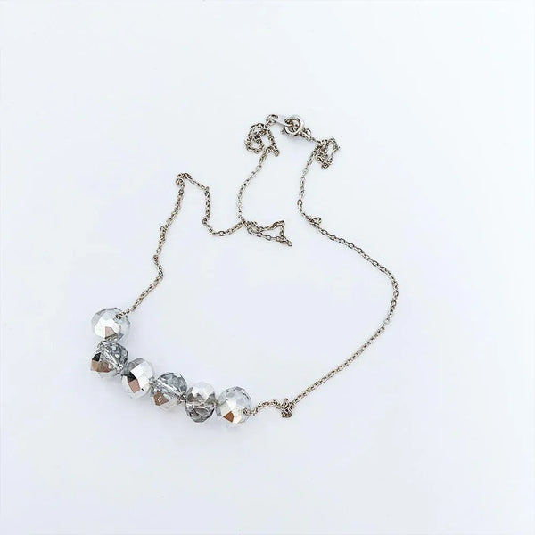 Stainless Steel Floating Crystal Bead Necklace
