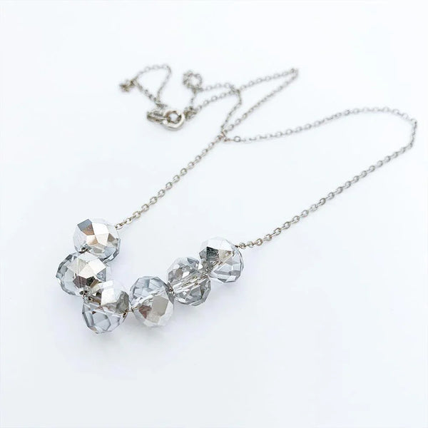 Stainless Steel Floating Crystal Bead Necklace