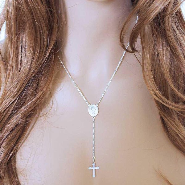 Sterling Silver Cross Y Necklace