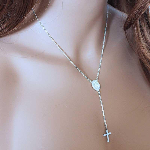Sterling Silver Cross Y Necklace