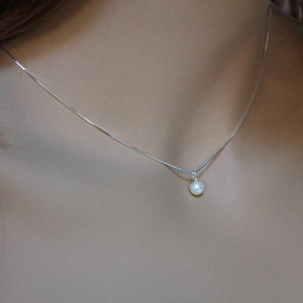 Sterling Silver Dainty Pearl Necklace