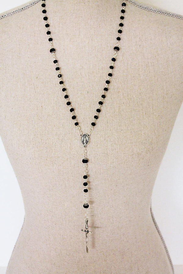 Sword Cross Rosary Necklace