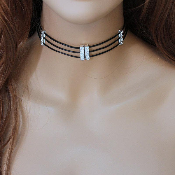 Triple Strand Leather Choker