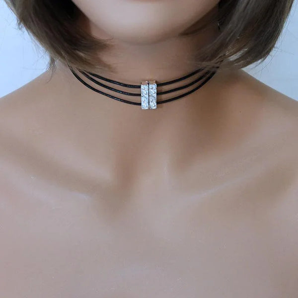 Triple Strand Leather Choker