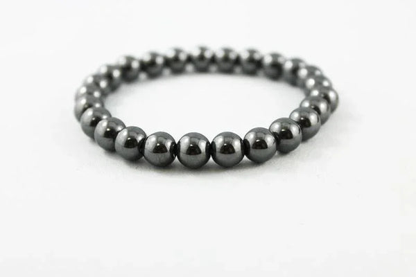 Unisex Hematite Bead Stretch Bracelet