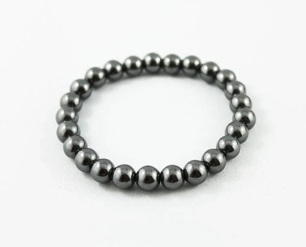 Unisex Hematite Bead Stretch Bracelet