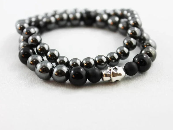 Unisex Hematite Bead Stretch Bracelet