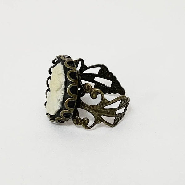 Victorian Adjustable Black Cameo Ring