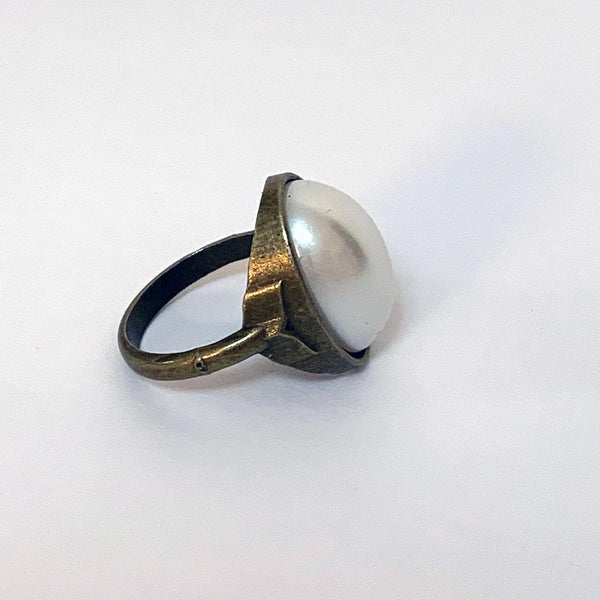 Victorian Antique Bronze Pearl Ring