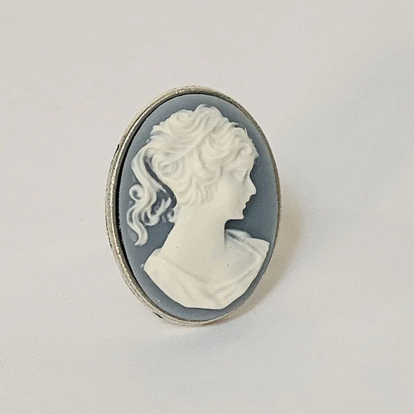Victorian Blue Cameo Silver Ring