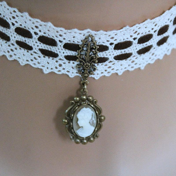 Victorian Cameo Pendant Choker