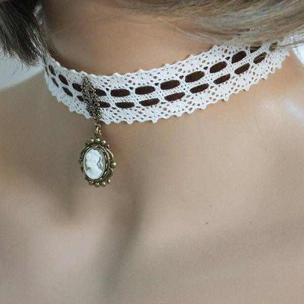 Victorian Cameo Pendant Choker