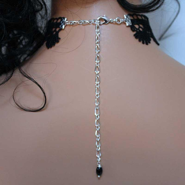Victorian Choker Necklace, Black Scalloped Lace