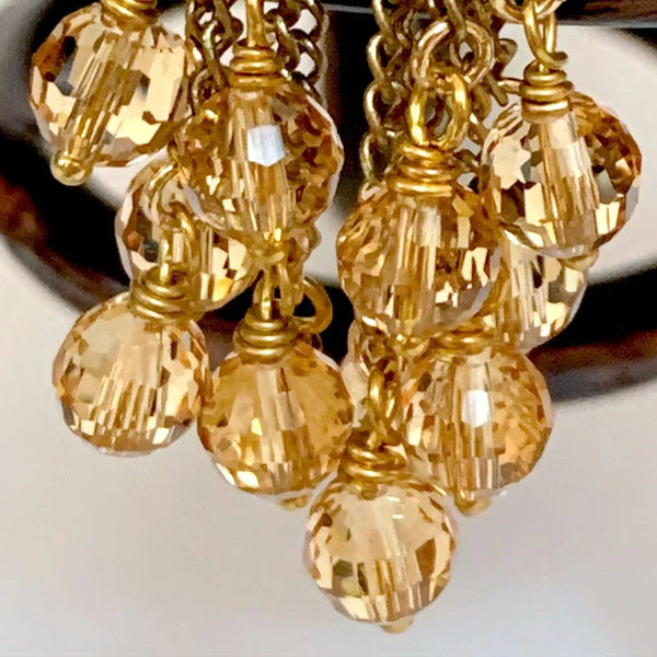 Victorian Gold Crystal Cluster Earrings