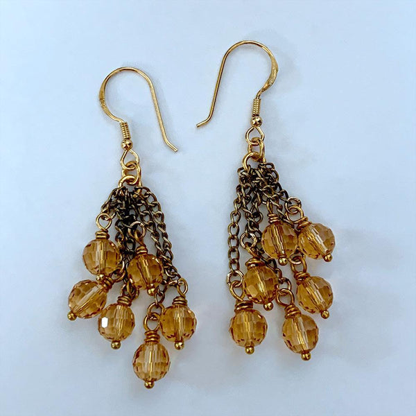 Victorian Gold Crystal Cluster Earrings
