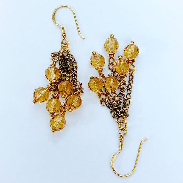 Victorian Gold Crystal Cluster Earrings