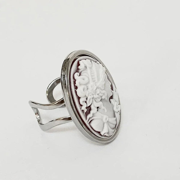 Victorian Grecian Cameo Silver Ring