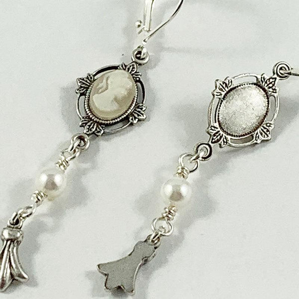 Victorian Ivory Cameo Dangle Earrings