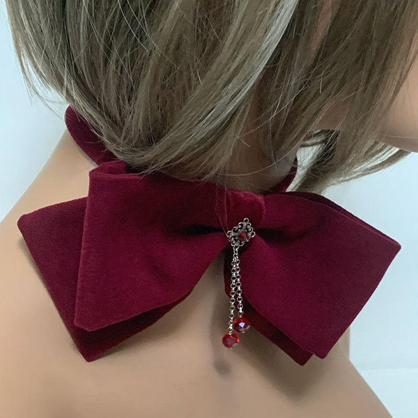 Victorian Red Bow Tie Choker