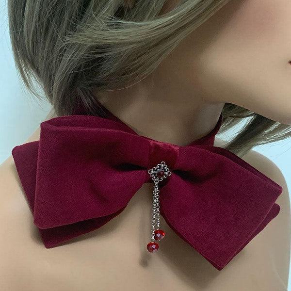 Victorian Red Bow Tie Choker