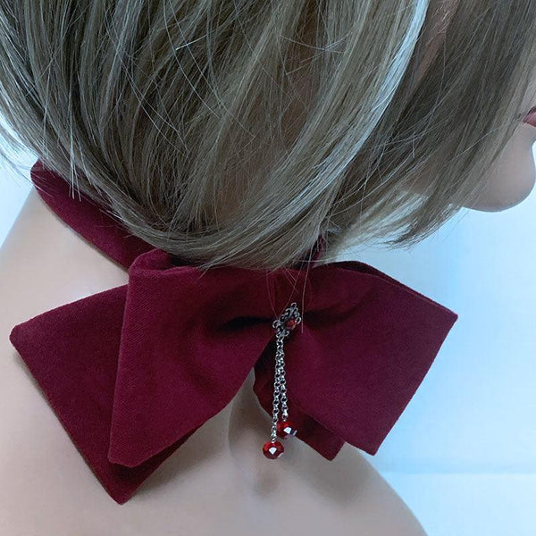 Victorian Red Bow Tie Choker