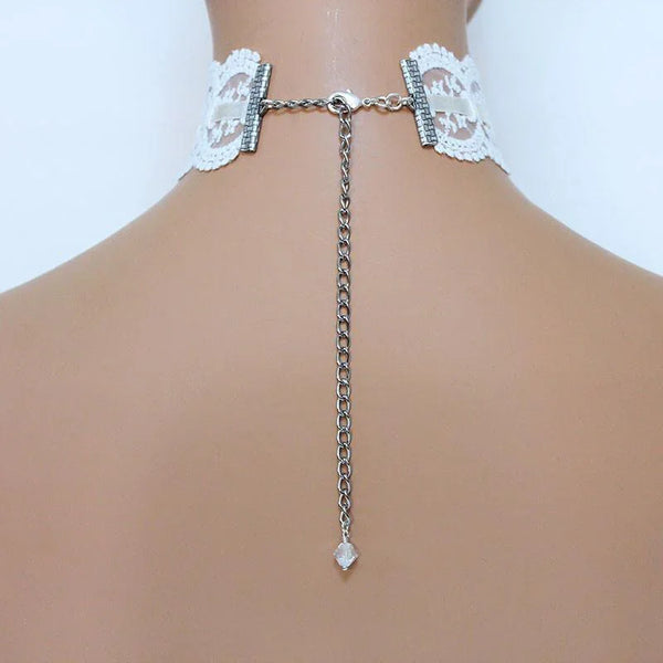 White Lace Fantasy Wing Choker Necklace